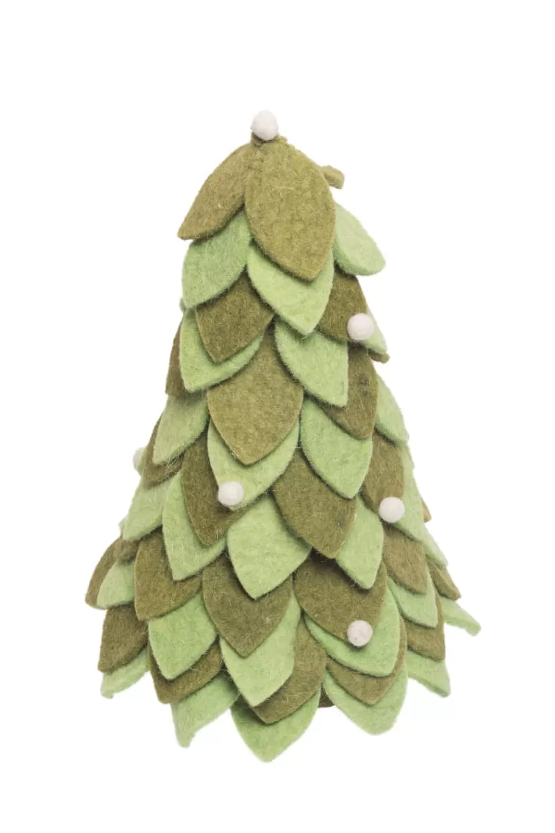 De Kulture Handmade Premium Wool Felt Tree (Green) Eco Friendly Needle Felted Christmas Xmas Tree Decoration Stuffed Ornament for Home Office Party Holiday Décor, 5.5x5.5x11.5 (LWH) Inches